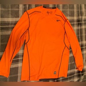 nike orange long sleeve compression shirt